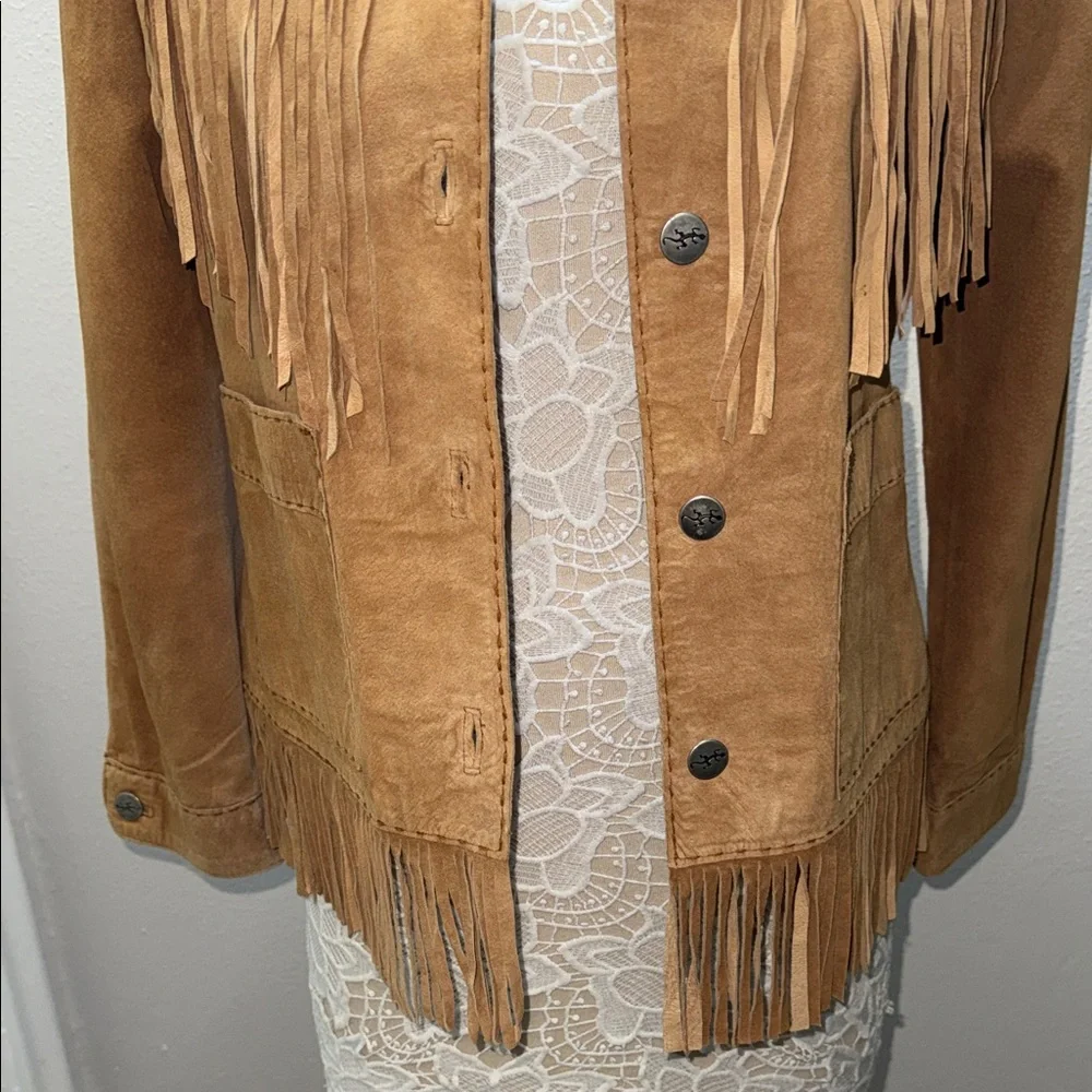 Chico's Camel Fringe Utility Jacket - Picture 3 of 10